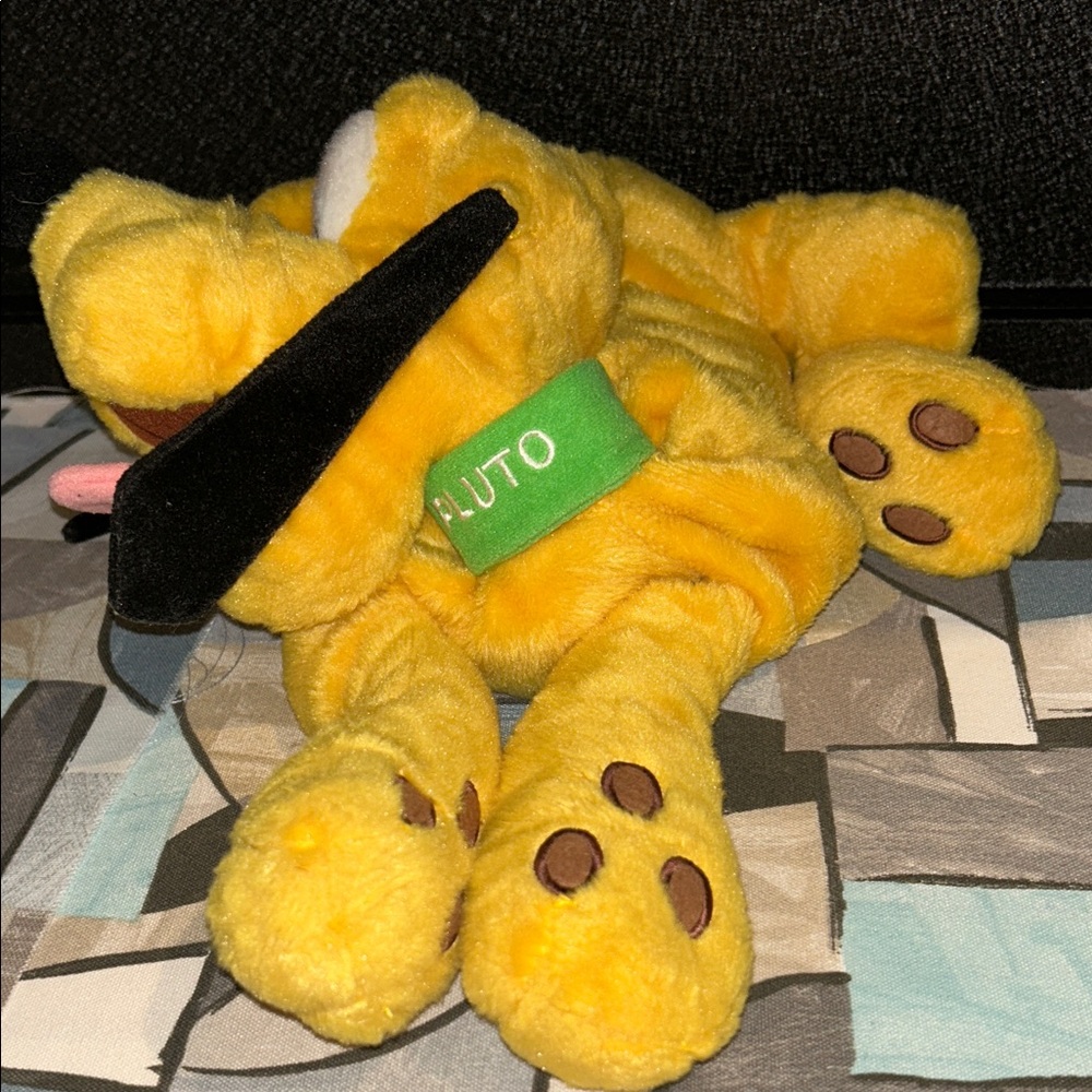 Disney Yellow Plush Dog with Green Collar